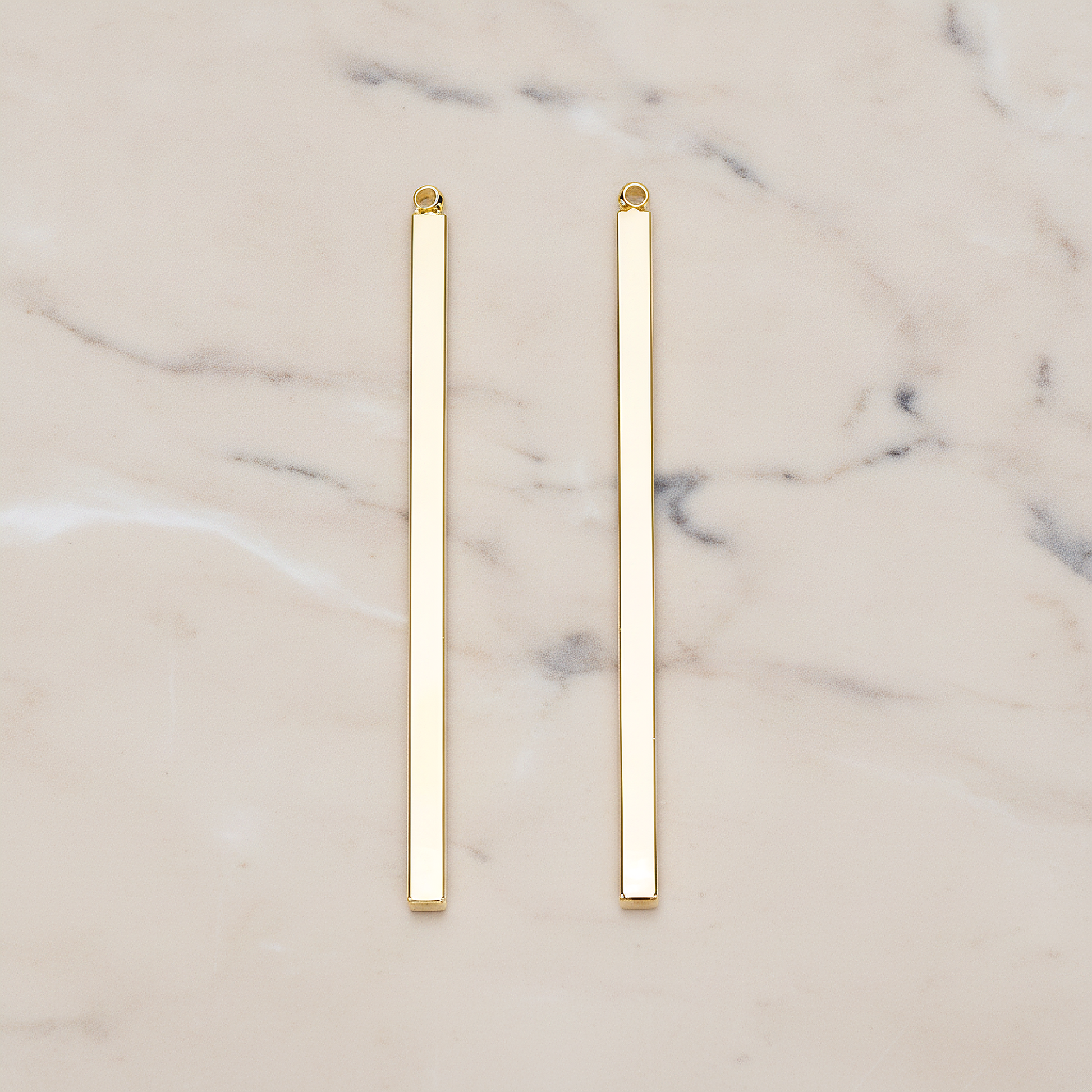 Square Cube Medium Bar Stick Pendant, 2 Pc on warm marble background (PD.1062-02)