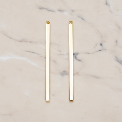 Square Cube Medium Bar Stick Pendant, 2 Pc on warm marble background (PD.1062-02)