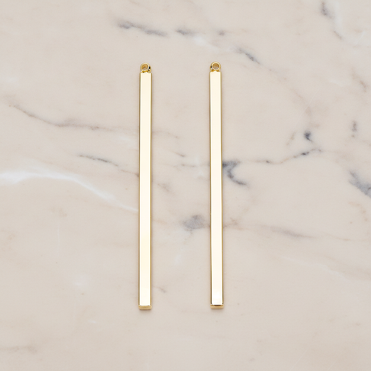 Square Cube Medium Bar Stick Pendant, 2 Pc on warm marble background (PD.1062-02)