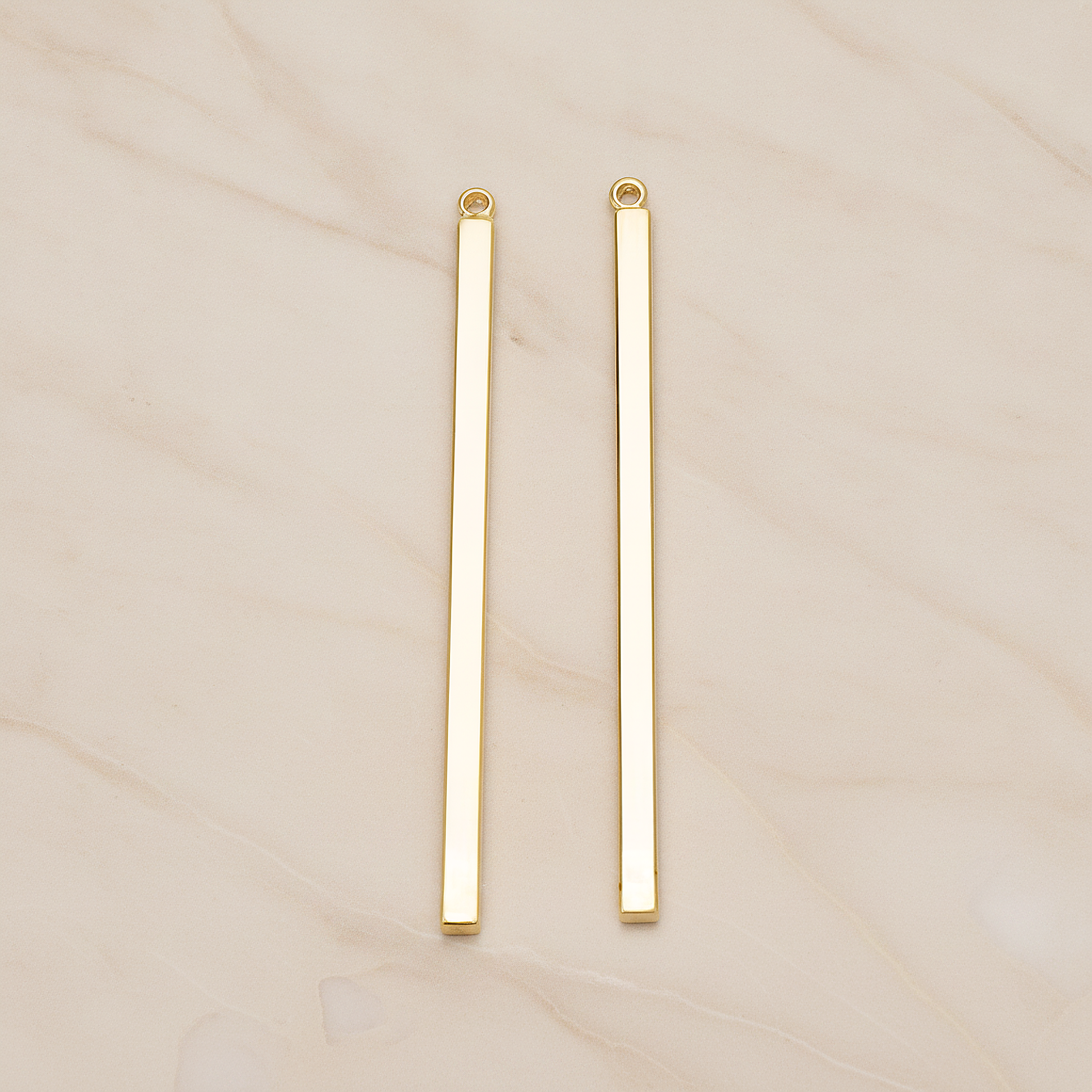 Square Cube Medium Bar Stick Pendant, 2 Pc on warm marble background (PD.1062-02)