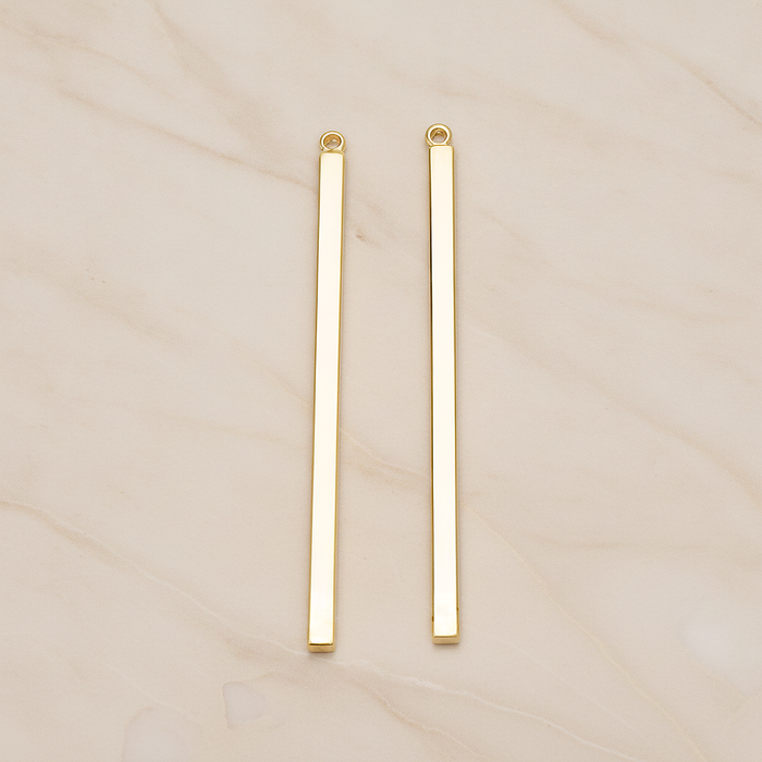 Square Cube Medium Bar Stick Pendant, 2 Pc on warm marble background (PD.1062-02)