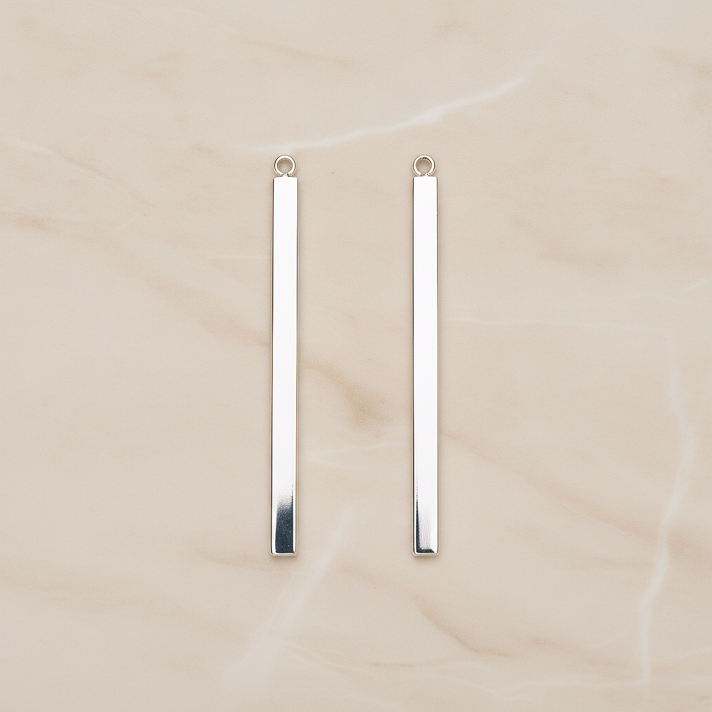 Square Cube Medium Bar Stick Pendant, 2 Pc on warm marble background (PD.1062-02)