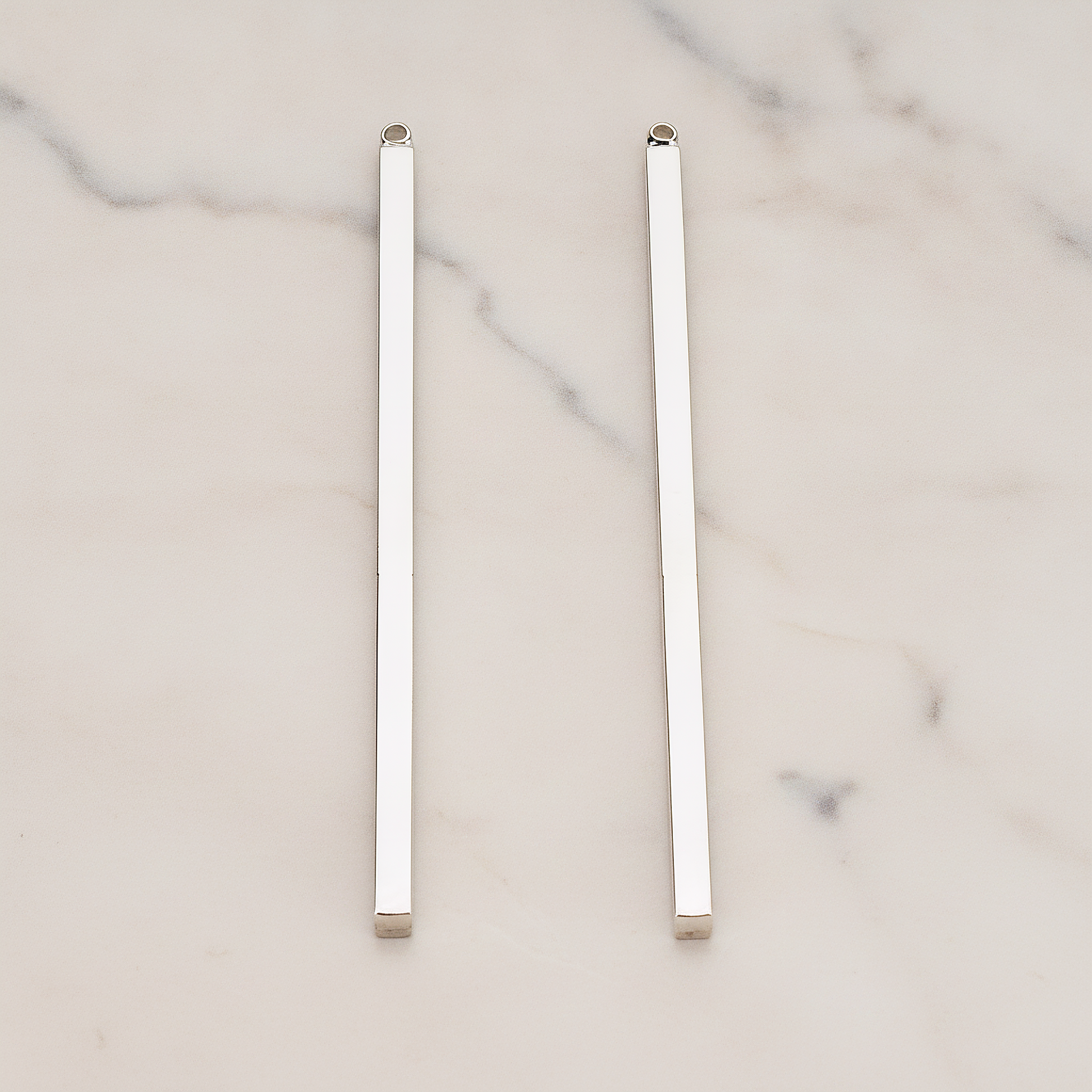 Square Cube Medium Bar Stick Pendant, 2 Pc on warm marble background (PD.1062-02)