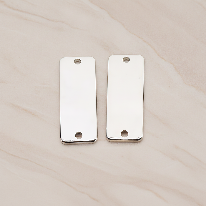 Slightly Curved Rectangle Tag Bar Connector, 2 Pc on warm marble background (PD.1063-01)