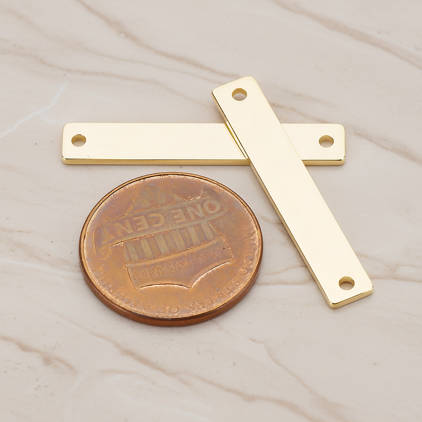 Simple Flat Rectangle Long Bar Connector, 2 Pc on warm marble background (PD.1063-02)