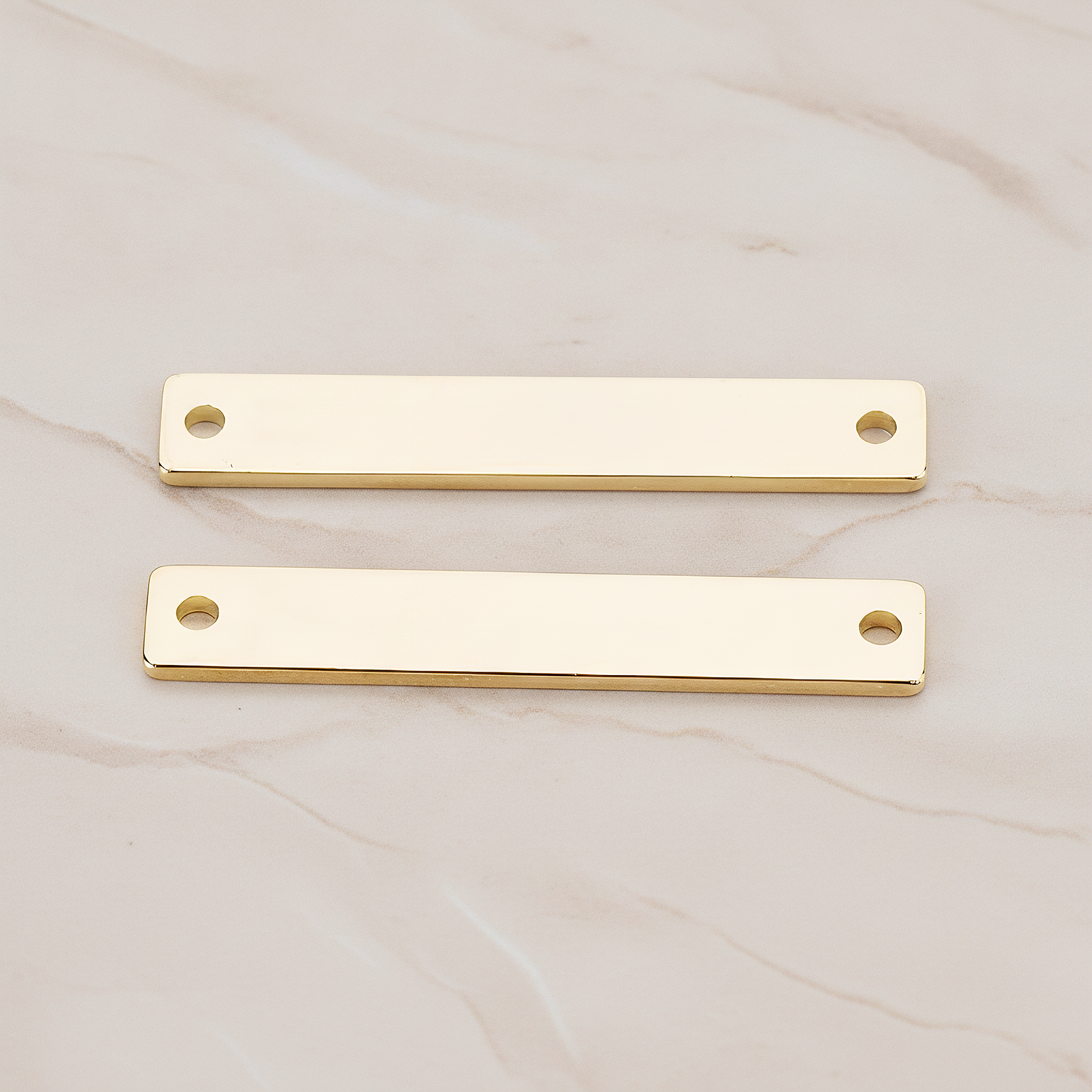 Simple Flat Rectangle Long Bar Connector, 2 Pc on warm marble background (PD.1063-02)