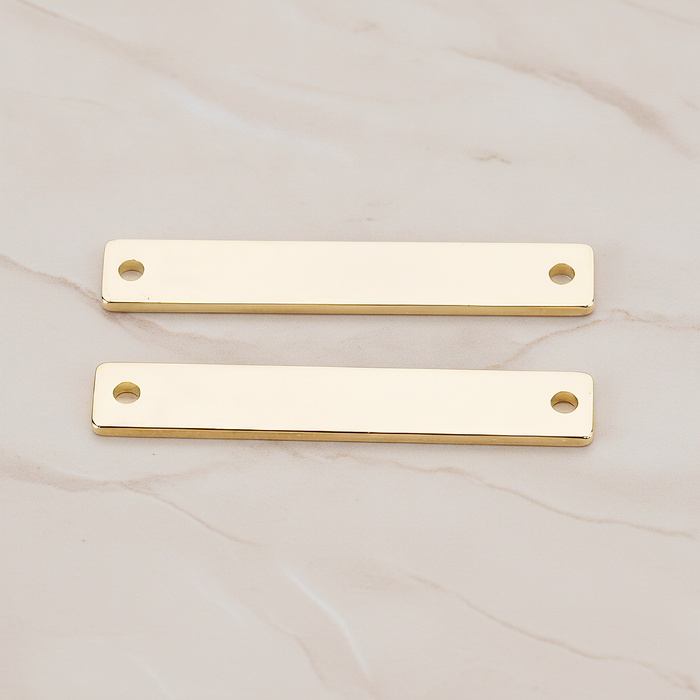Simple Flat Rectangle Long Bar Connector, 2 Pc on warm marble background (PD.1063-02)