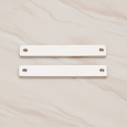 Simple Flat Rectangle Long Bar Connector, 2 Pc on warm marble background (PD.1063-02)