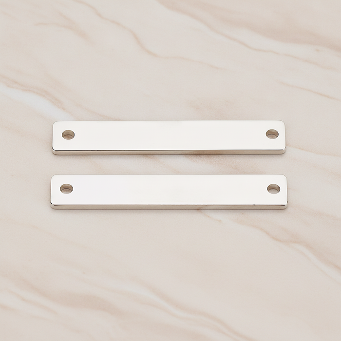 Simple Flat Rectangle Long Bar Connector, 2 Pc on warm marble background (PD.1063-02)