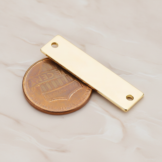 Simple Flat Rectangle Bar Connector, 2 Pc on warm marble background (PD.1063-03)