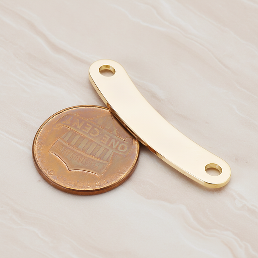 Slightly Curved Rounded Edge Bar Connector, 2 Pc on warm marble background (PD.1063-05)