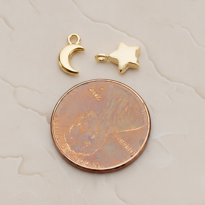 Brushed Tiny Star Pendant, 2 Pc on warm marble background (PD.1068)