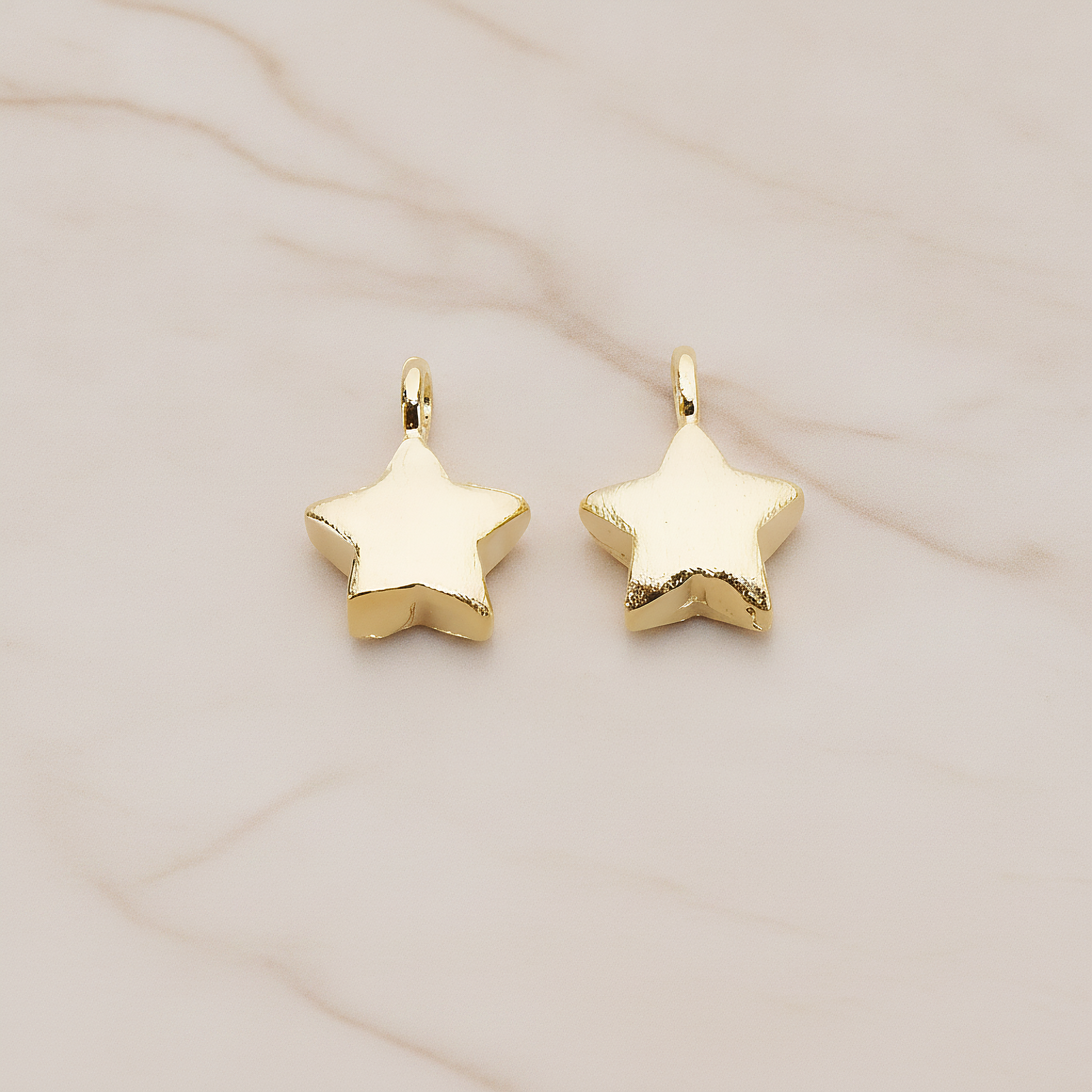 Brushed Tiny Star Pendant, 2 Pc on warm marble background (PD.1068)