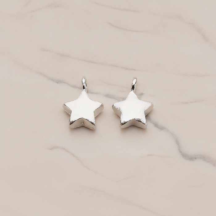 Brushed Tiny Star Pendant, 2 Pc on warm marble background (PD.1068)