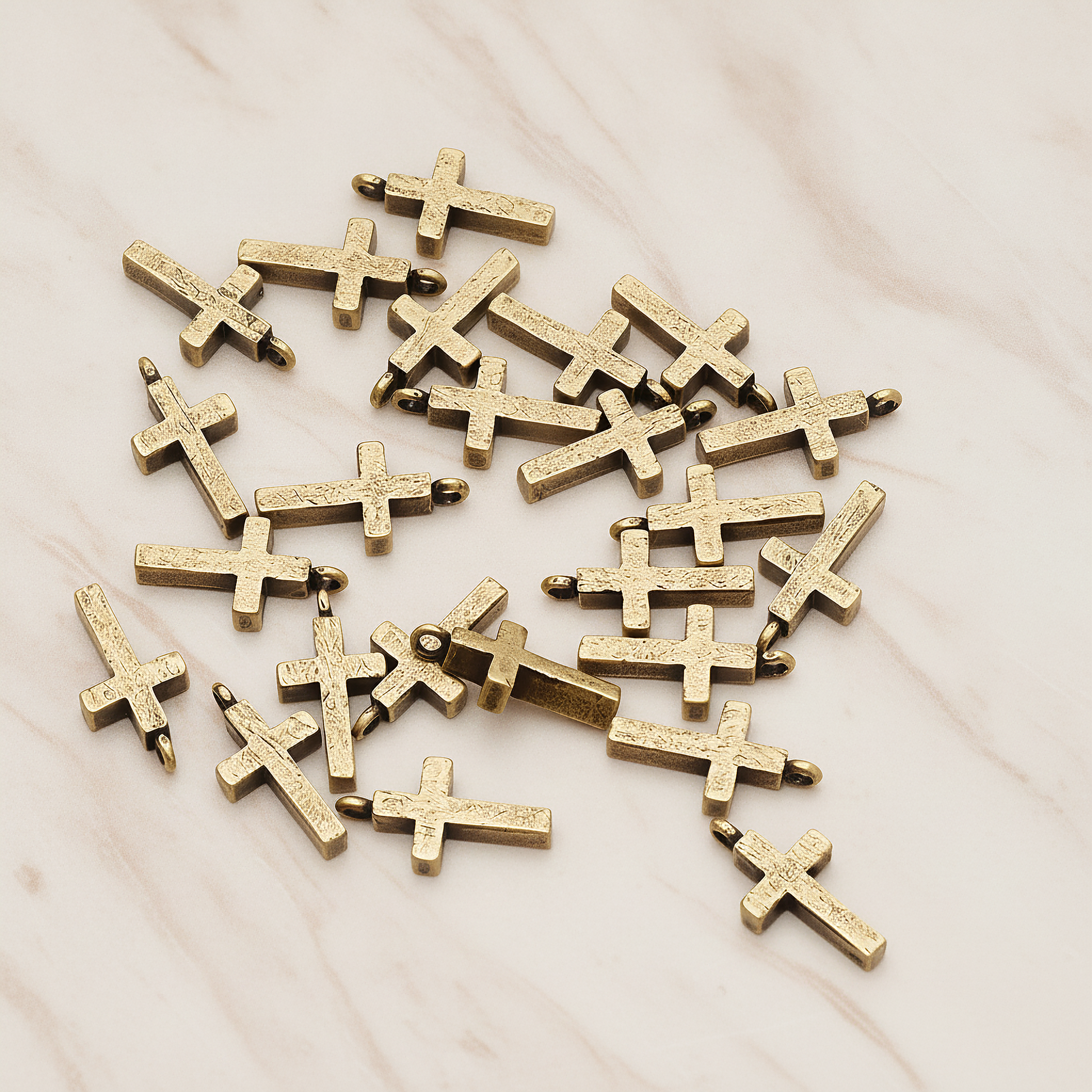 Simple Cross Pendant, 2 Pc on warm marble background (PD.1069)