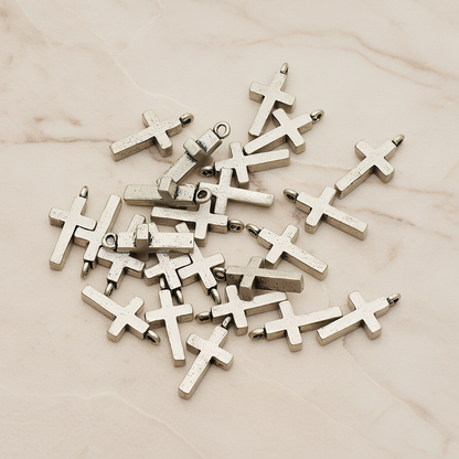 Simple Cross Pendant, 2 Pc on warm marble background (PD.1069)