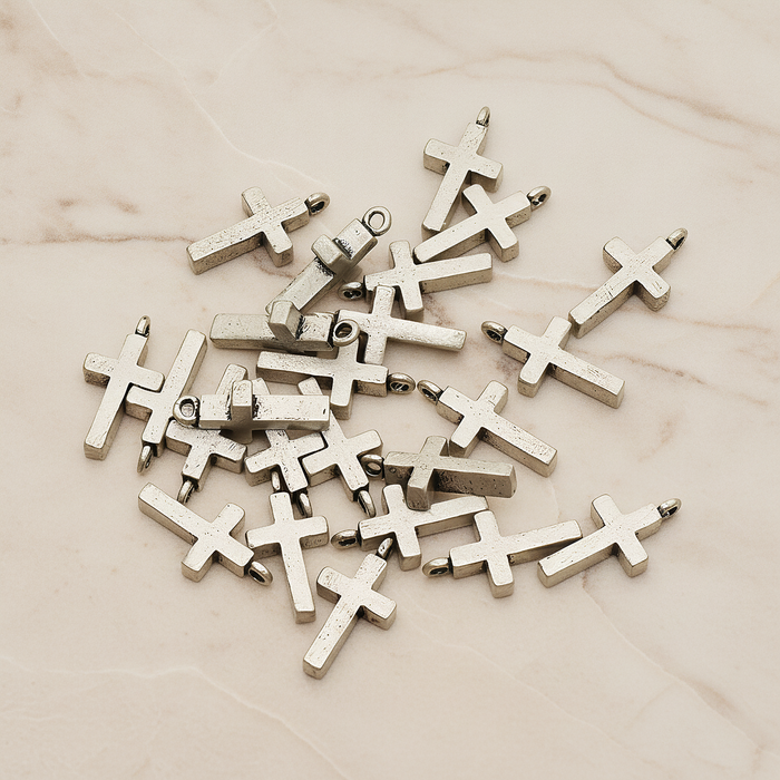 Simple Cross Pendant, 2 Pc on warm marble background (PD.1069)