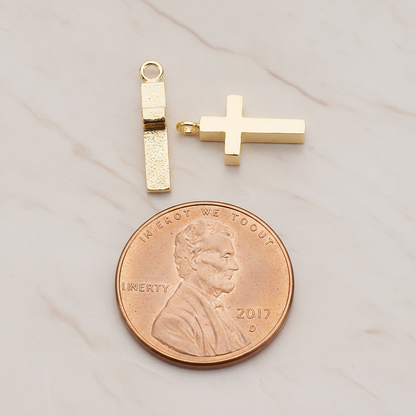 Simple Cross Pendant, 2 Pc on warm marble background (PD.1069)