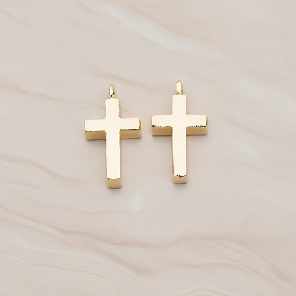 Simple Cross Pendant, 2 Pc on warm marble background (PD.1069)