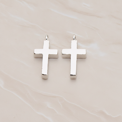 Simple Cross Pendant, 2 Pc on warm marble background (PD.1069)