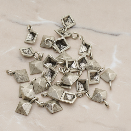 Brushed Pyramid Shaped Pendant, 2 Pc on warm marble background (PD.1070)