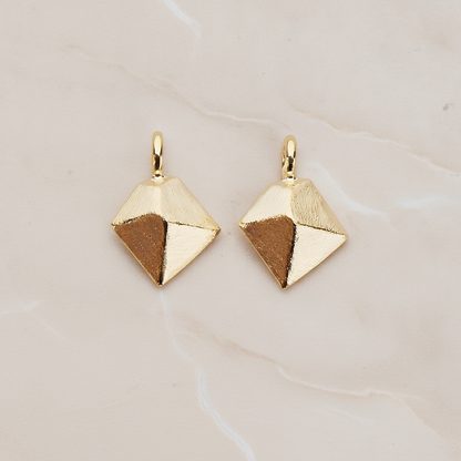 Brushed Pyramid Shaped Pendant, 2 Pc on warm marble background (PD.1070)