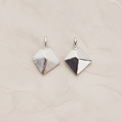 Brushed Pyramid Shaped Pendant, 2 Pc on warm marble background (PD.1070)