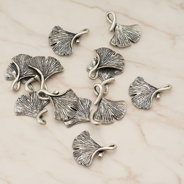 Ginkgo Leaf Pendant, 2 Pc on warm marble background (PD.1071)