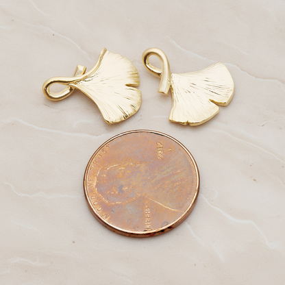 Ginkgo Leaf Pendant, 2 Pc on warm marble background (PD.1071)