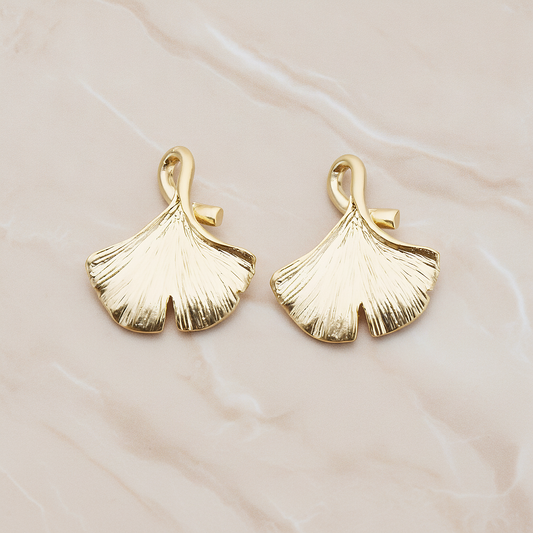 Ginkgo Leaf Pendant, 2 Pc on warm marble background (PD.1071)