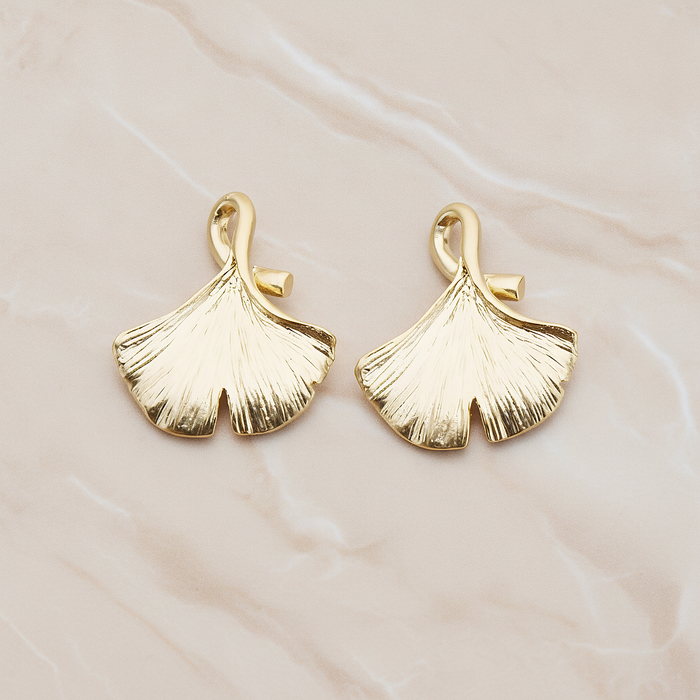 Ginkgo Leaf Pendant, 2 Pc on warm marble background (PD.1071)