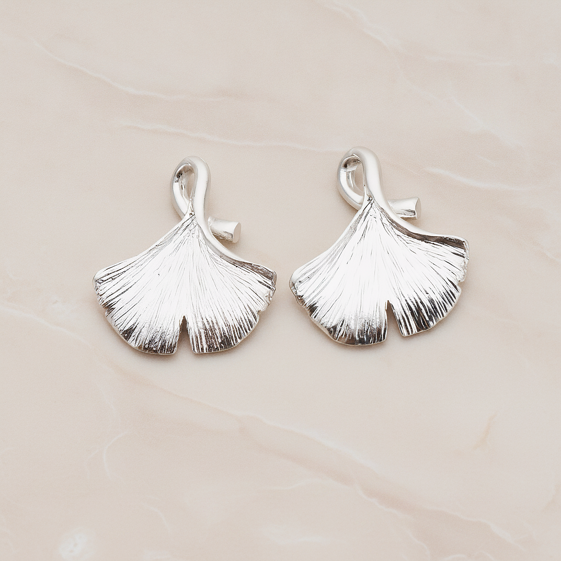 Ginkgo Leaf Pendant, 2 Pc on warm marble background (PD.1071)