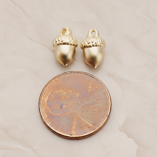 Acorn Plated Pendant, 2 Pc on warm marble background (PD.1073)
