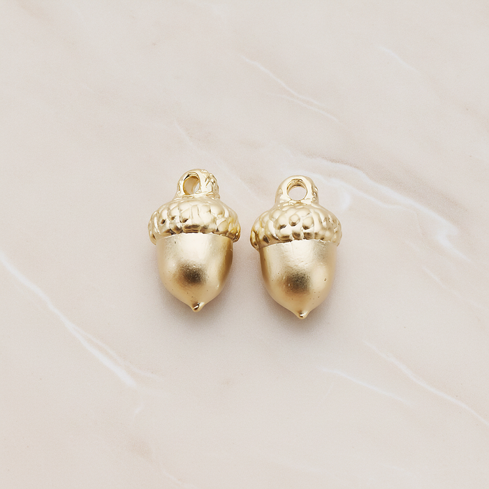 Acorn Plated Pendant, 2 Pc on warm marble background (PD.1073)