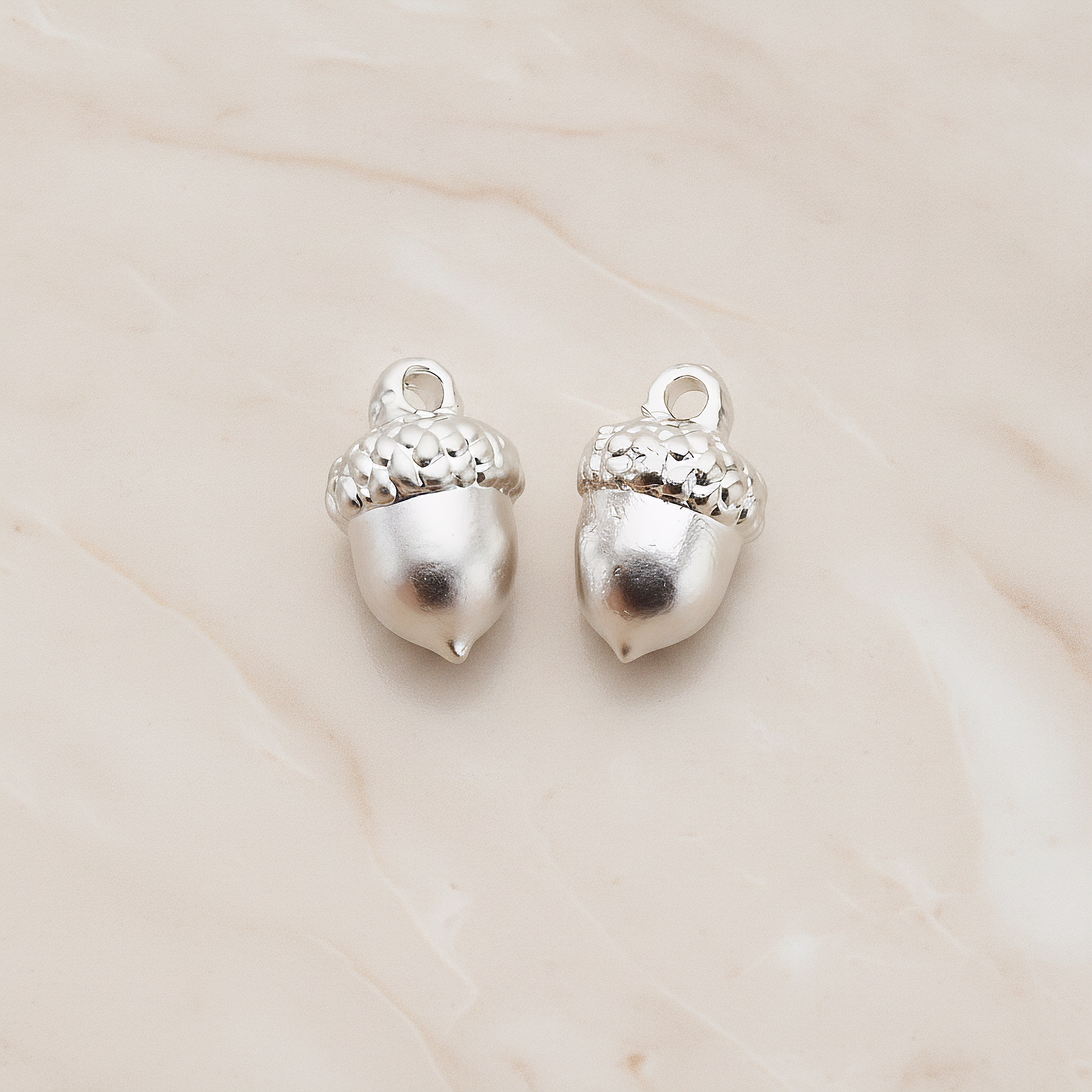 Acorn Plated Pendant, 2 Pc on warm marble background (PD.1073)