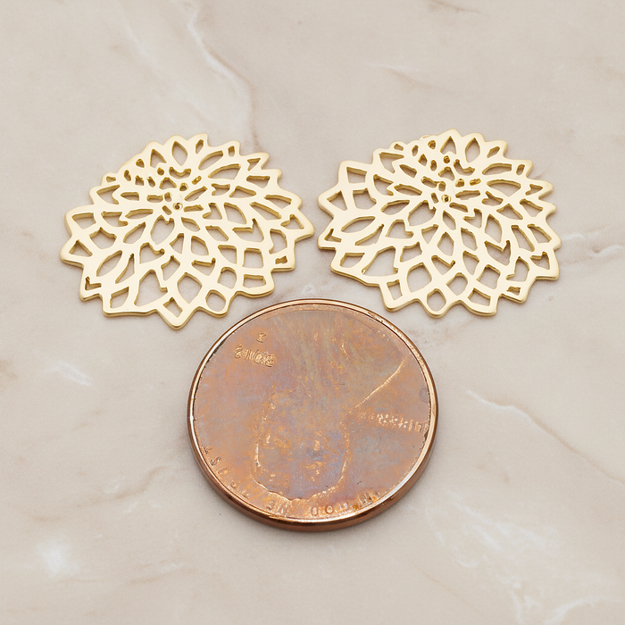 Mum Flower Silhouette Pendant, 2 Pc on warm marble background (PD.1075)