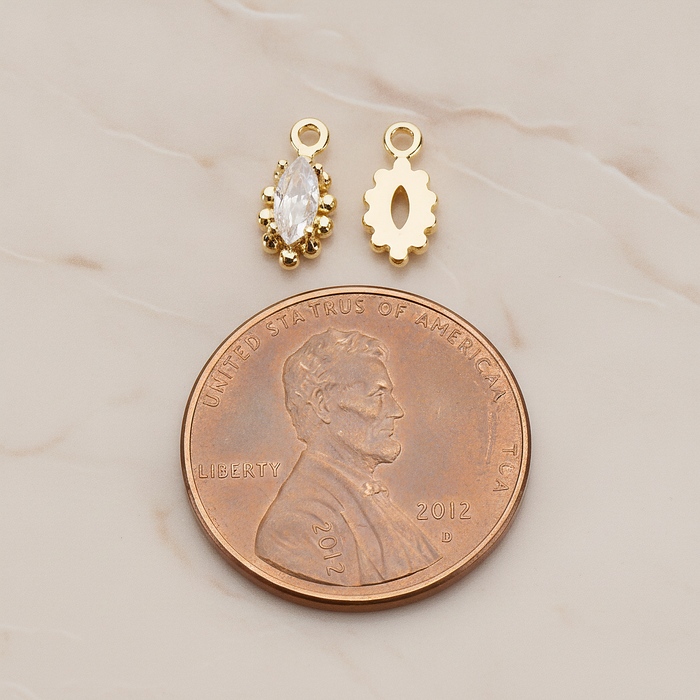 Oval Framed Cubic Setting Pendant, 2 Pc on warm marble background (PD.1077)