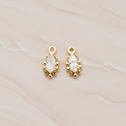 Oval Framed Cubic Setting Pendant, 2 Pc on warm marble background (PD.1077)