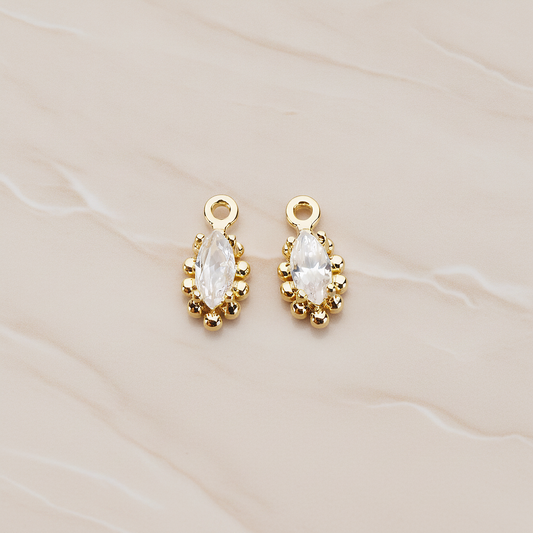 Oval Framed Cubic Setting Pendant, 2 Pc on warm marble background (PD.1077)
