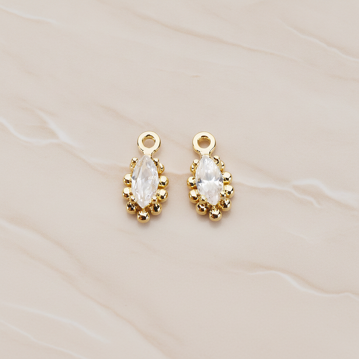Oval Framed Cubic Setting Pendant, 2 Pc on warm marble background (PD.1077)