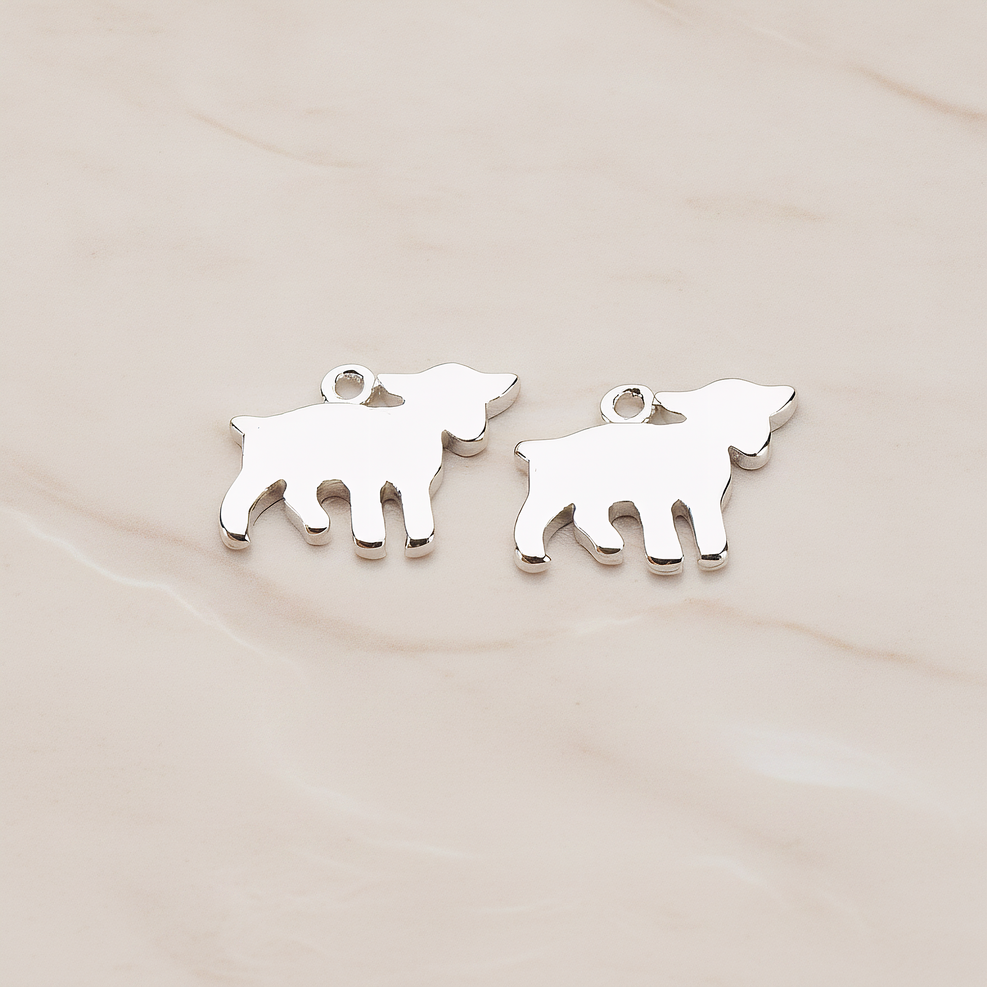 Baby Goat Pendant, 2 Pc on warm marble background (PD.1081)