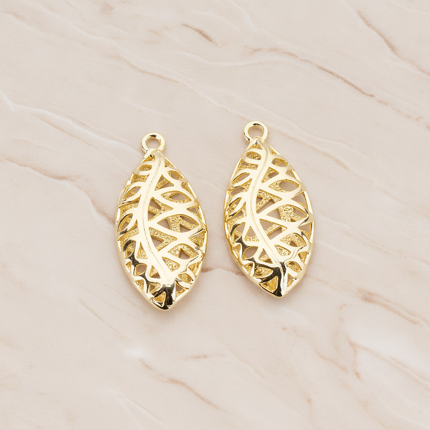 Scaled 3D Oval Pendant, 2 Pc on warm marble background (PD.110)