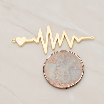 Heartbeat Beep Effect Shaped Ver.1 Pendant, 2 Pc on warm marble background (PD.1138)