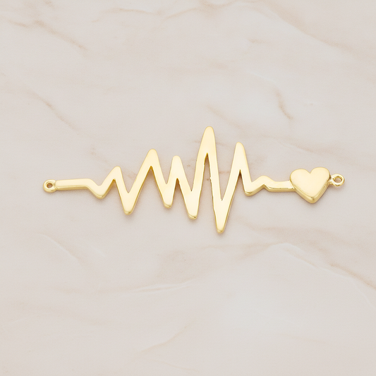 Heartbeat Beep Effect Shaped Ver.1 Pendant, 2 Pc on warm marble background (PD.1138)