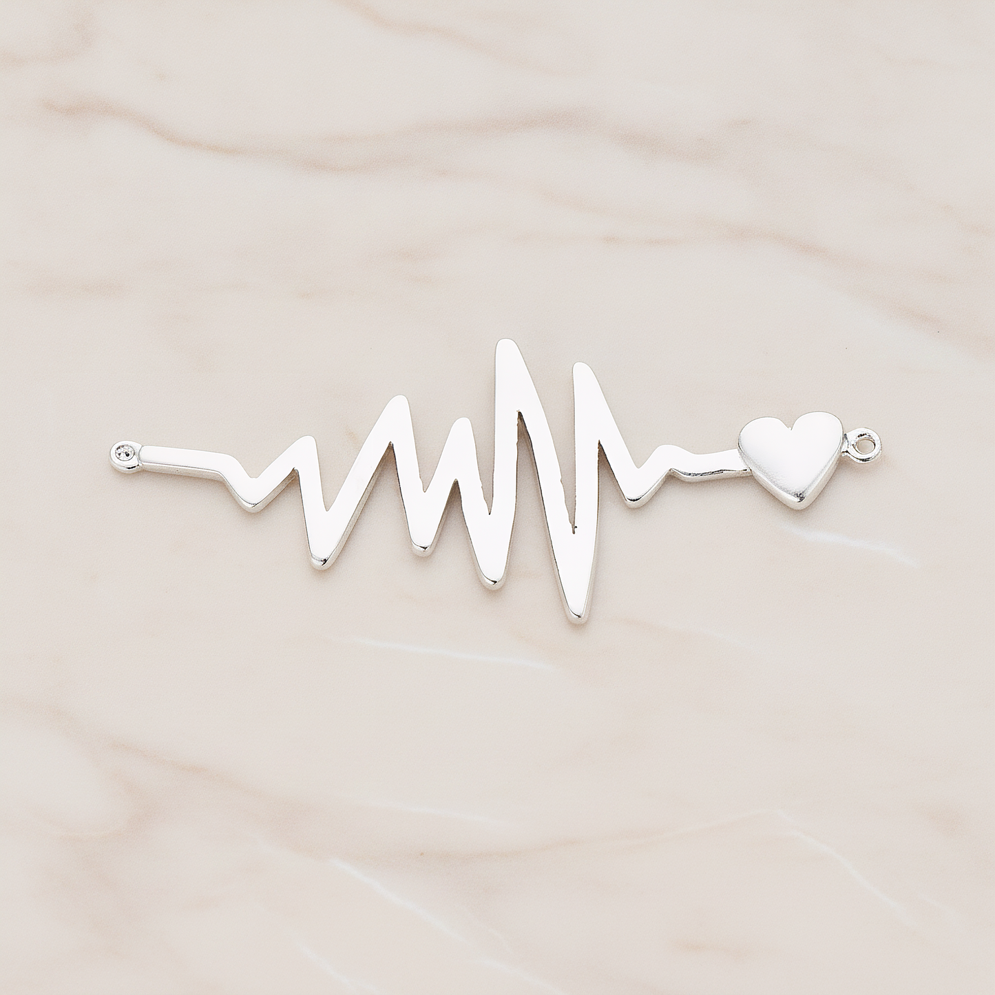 Heartbeat Beep Effect Shaped Ver.1 Pendant, 2 Pc on warm marble background (PD.1138)