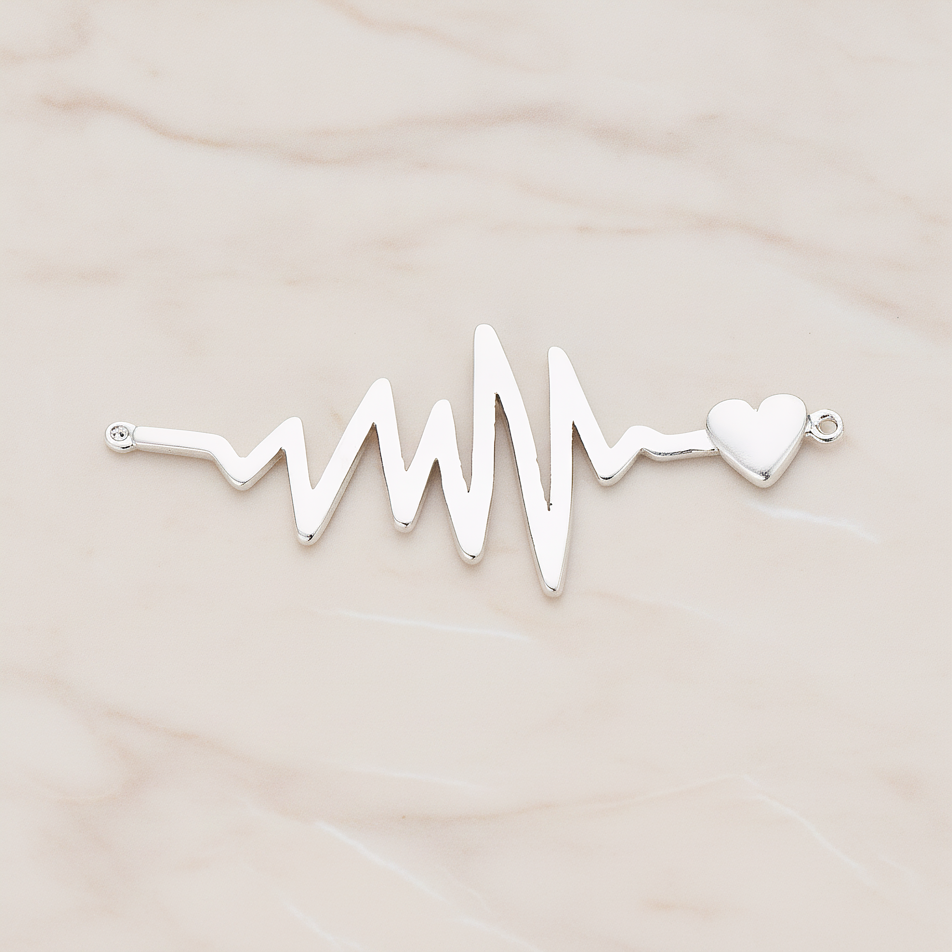Heartbeat Beep Effect Shaped Ver.1 Pendant, 2 Pc on warm marble background (PD.1138)