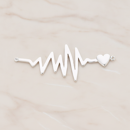 Heartbeat Beep Effect Shaped Ver.1 Pendant, 2 Pc on warm marble background (PD.1138)
