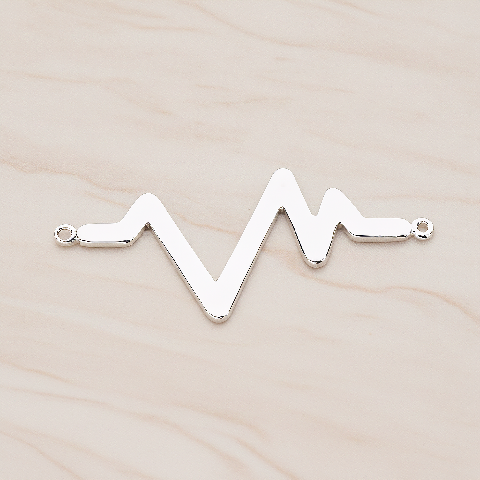Heartbeat Beep Effect Shaped Ver.2 Pendant, 2 Pc on warm marble background (PD.1139)