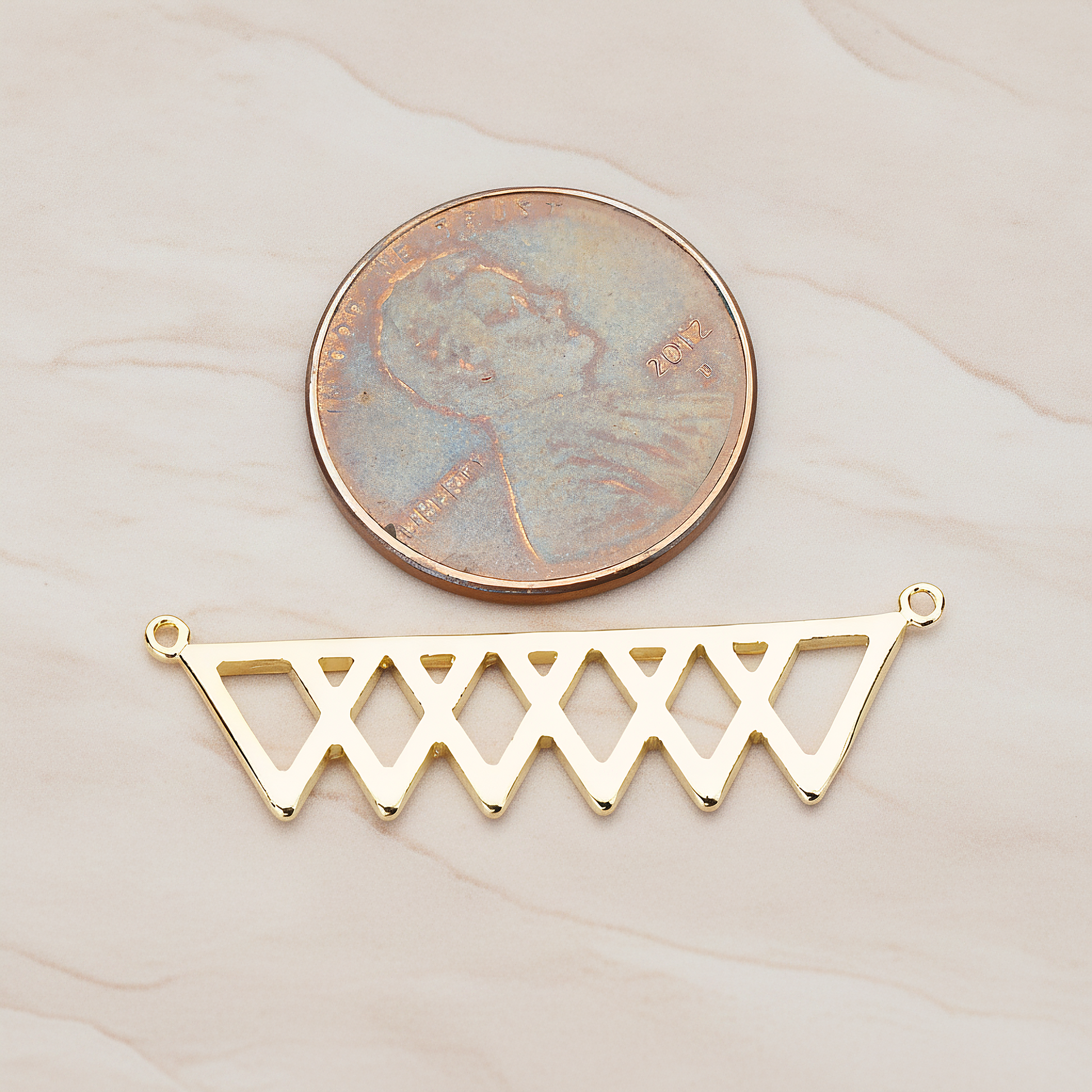 Party Flag Shaped Multi Triangle Ver.1 Pendant, 2 Pc on warm marble background (PD.1144)