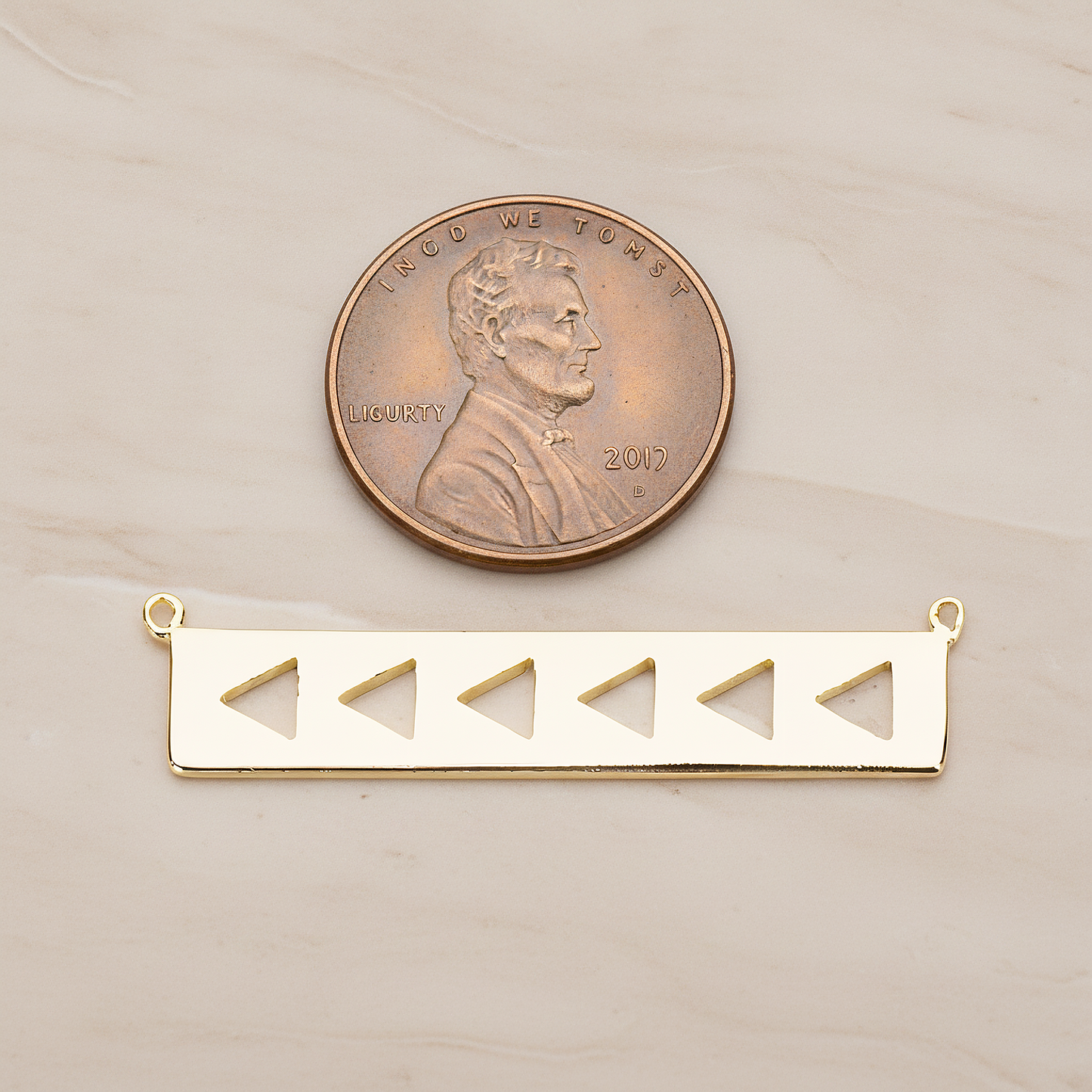Geometric Triangle Bar Pendant, 2 Pc on warm marble background (PD.1148)